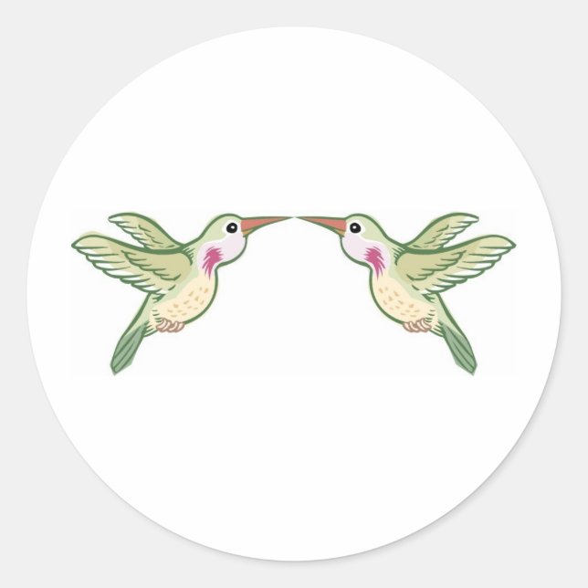 Kissing Hummingbirds Classic Round Sticker (Front)