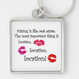 Kissing is like real estate quotation Love Quote Key Ring
