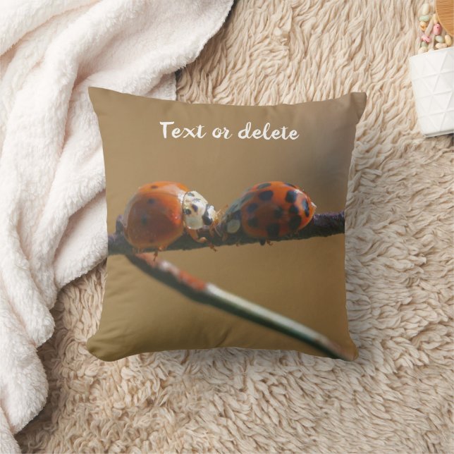 Kissing Ladybugs On A Wire Fence Personalised Cushion (Blanket)