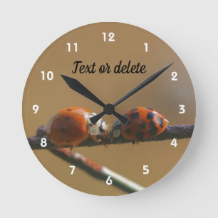 Kissing Ladybugs On A Wire Fence Personalised Round Clock