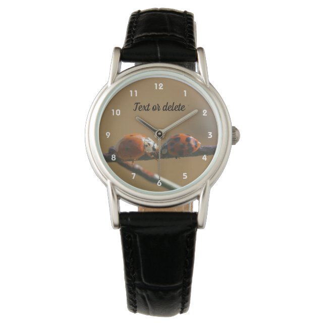 Kissing Ladybugs On A Wire Fence Personalised  Watch (Front)