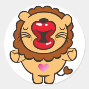 kissing lion classic round sticker