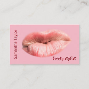 Kissing lips beauty stylist customisable business card