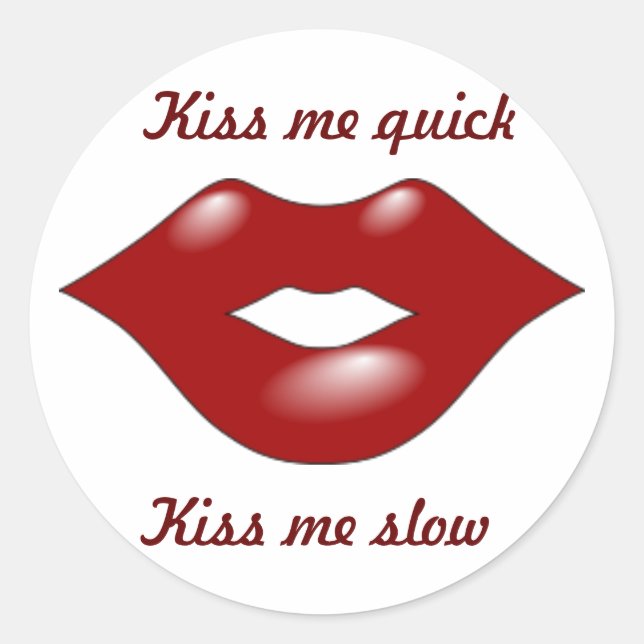kissing lips classic round sticker (Front)