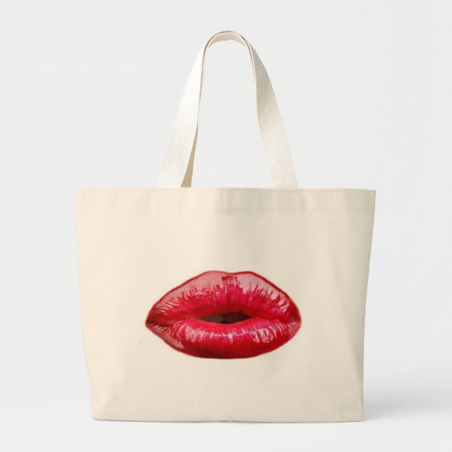 Kissing lips! large tote bag (Front)