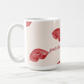 Kissing Lips Red on beige colour valentine's day Coffee Mug