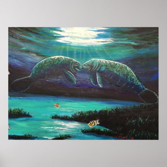 Kissing Manatees Poster (Front)