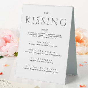 Kissing Menu Black & White Wedding Reception