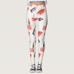 Kissing Mouth With Lipstick Pattern Leggings