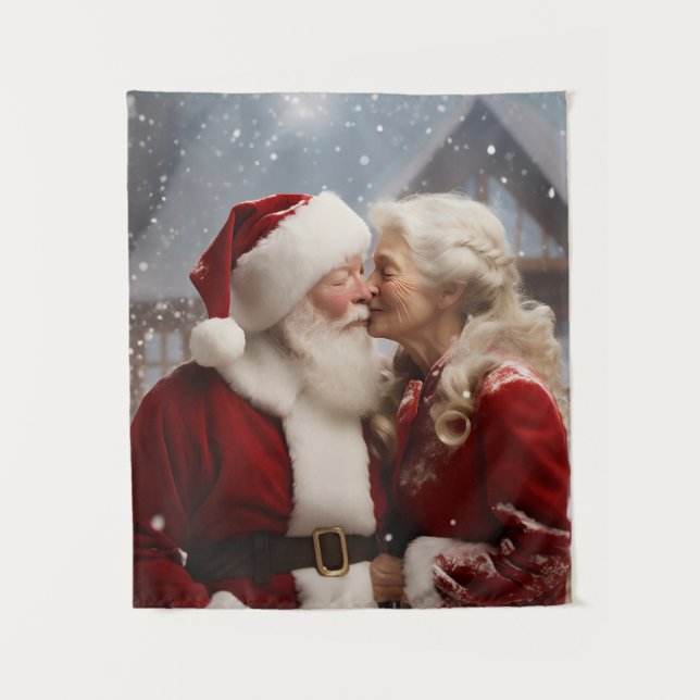 Kissing Mr and Mrs Santa Claus Tapestry (Front)
