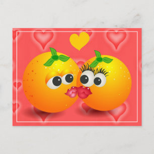 Kissing Oranges Valentine Postcard