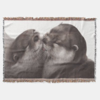 Kissing Otters Art - Hand Painted Wildlife Design
