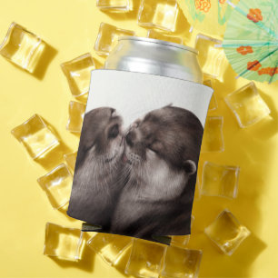 Kissing Otters - Hand Painted Wildlife Art Can Cooler