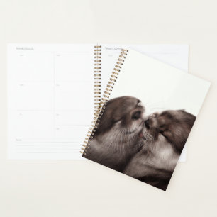 Kissing Otters - Hand Painted Wildlife Art Planner
