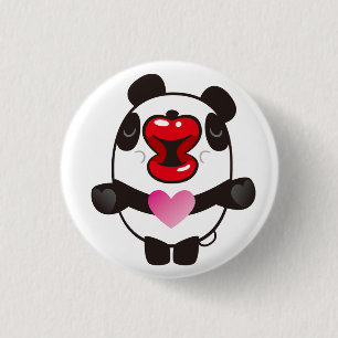 kissing panda 3 cm round badge