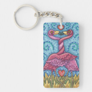 KISSING PINK FLAMINGOS KEYCHAIN Customise