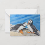 Kissing Puffins Advice Card<br><div class="desc">Puffins are the cutest birds! This design was drawn with coloured pencils.</div>