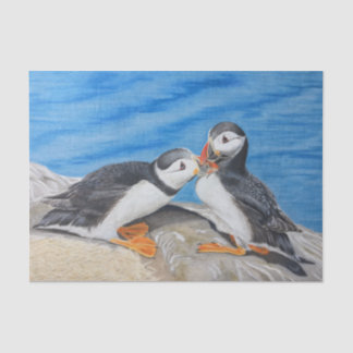 Kissing Puffins Tissue Paper