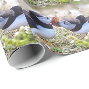 Kissing Puffins Wrapping Paper