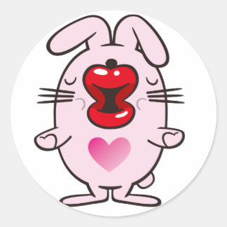 kissing rabbit classic round sticker