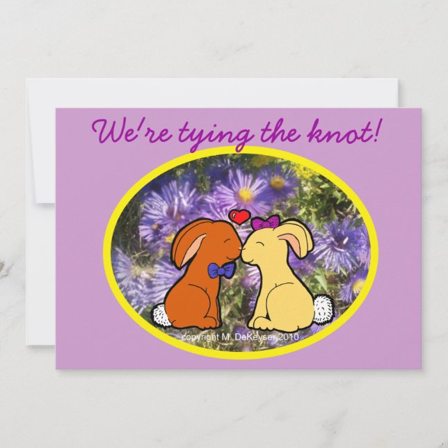 Kissing Rabbits Informal Wedding Invitation (Front)