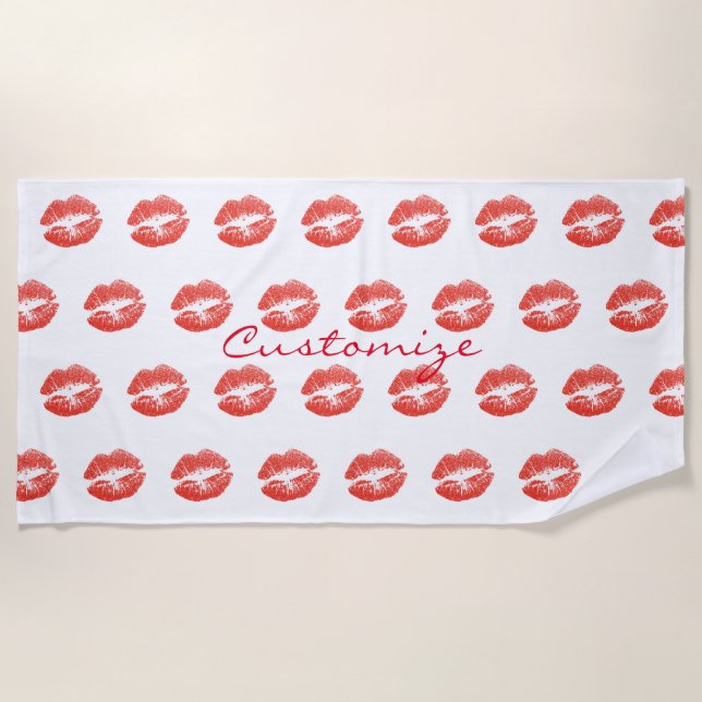 Kissing Red lips Thunder_Cove Beach Towel (Front)