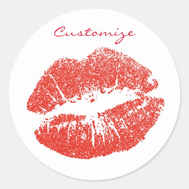 Kissing Red lips Thunder_Cove Classic Round Sticker (Front)