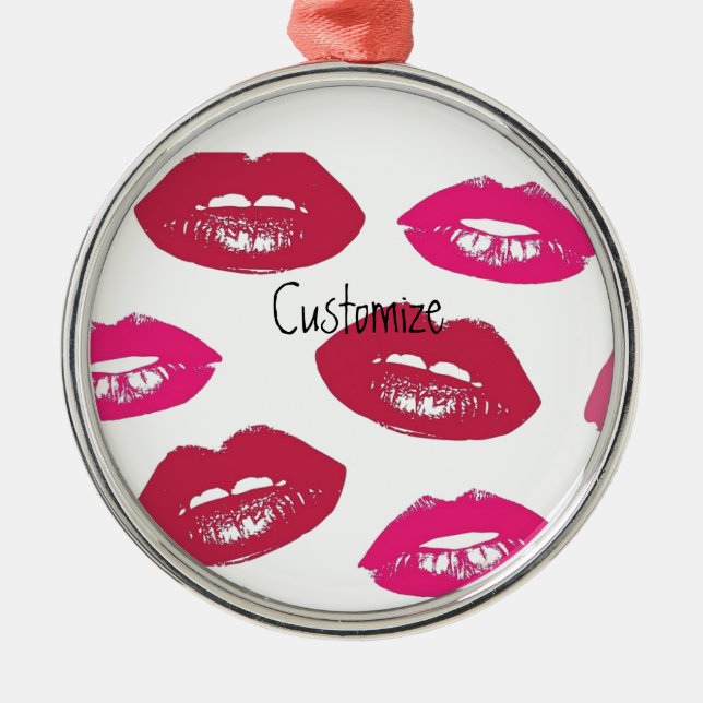 Kissing Red lips Thunder_Cove Metal Ornament (Front)