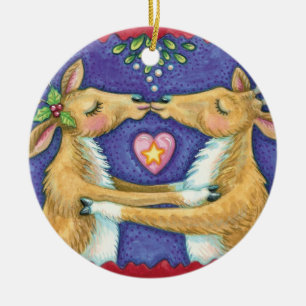 Kissing Reindeer Christmas Ornament