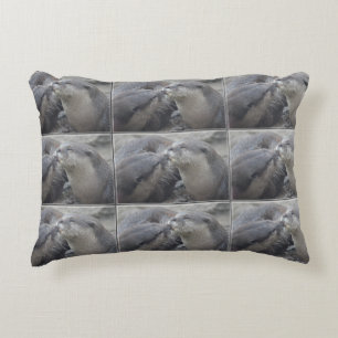 Kissing River Otters Decorative Cushion