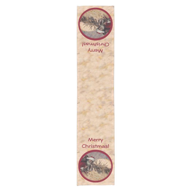 Kissing Santa and Moose Table Runner (Front)