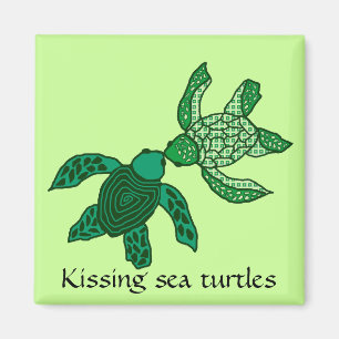 Kissing sea turtles magnet