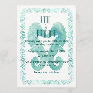 Kissing Seahorses Wedding Invitation in Turquoise