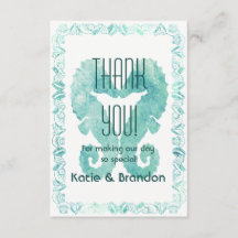 Kissing Seahorses Wedding Thank You in Turquoise