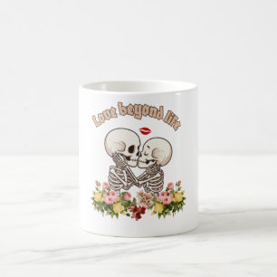 Kissing Skeletion couple with Floral Gothic Coffee Mug