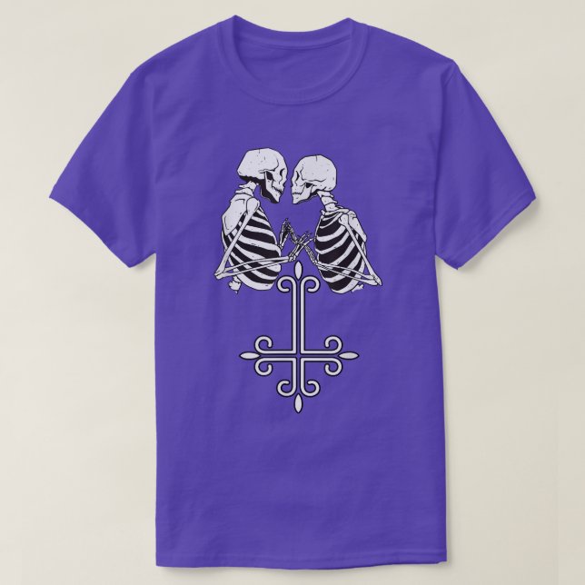 Kissing Skeleton with Peter Cross, Gothic, Satanis T-Shirt (Design Front)