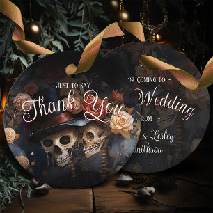 Kissing Skeletons Spooky Vintage Gothic Wedding Favour Tags