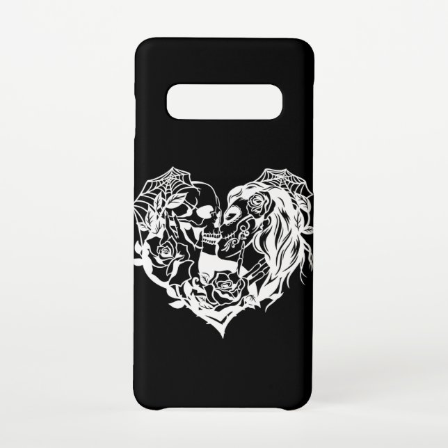 Kissing Skulls Black and White Sugar Skull Samsung Galaxy Case (Back)