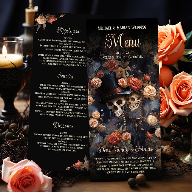 Kissing Skulls Menu Romantic Gothic Wedding Menu (Creator Uploaded)