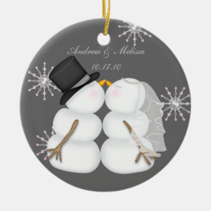 Kissing Snowmen Married Our First Christmas Ceramic Ornament