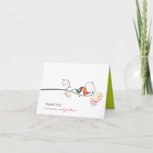 Kissing Summer Birds Wedding Thank You Photo Card