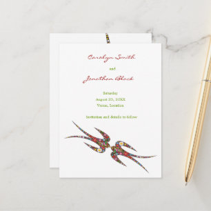 Kissing Swallows Spring Flowers Chic Save The Date Announcement Postcard