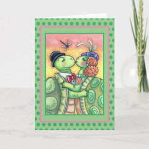 KISSING TURTLE SWEETHEARTS, CUTE TARPON VALENTINE HOLIDAY CARD