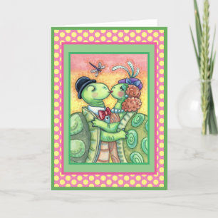 KISSING TURTLE SWEETHEARTS, CUTE TARPON VALENTINE HOLIDAY CARD