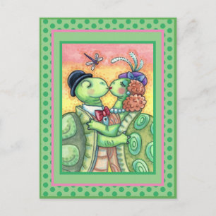 KISSING TURTLE SWEETHEARTS, CUTE TARPON VALENTINE HOLIDAY POSTCARD