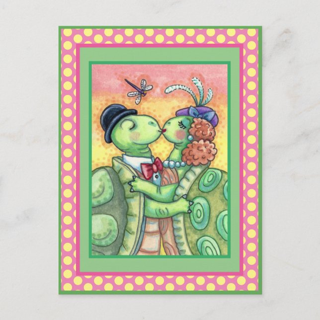 KISSING TURTLE SWEETHEARTS, CUTE TARPON VALENTINE HOLIDAY POSTCARD (Front)