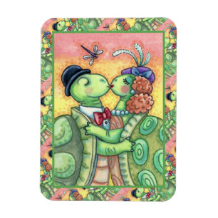 KISSING TURTLE SWEETHEARTS, CUTE TARPON VALENTINE MAGNET