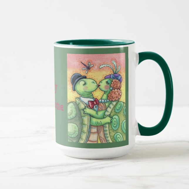 Kissing Turtles VALENTINE COMBO MUG Grn *Customise (Right)