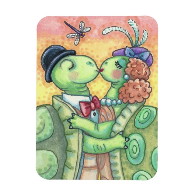 Kissing Turtles VALENTINE MAGNET *Customise (Vertical)