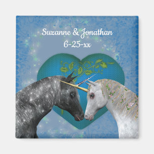 Kissing Unicorns Cute Personalised Wedding  Magnet
